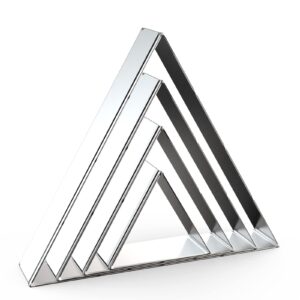 equilateral triangle cookie cutter set large - 5 inch, 4 inch, 3 inch, 2 inch - geometric cookie cutters shapes molds - stainless steel