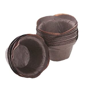 Cupcake Liners Baking Muffin Paper Baking Cups for Weddings, Birthdays, Baby Showers (Brown 50pcs)