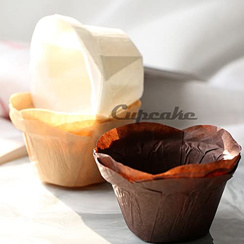 Cupcake Liners Baking Muffin Paper Baking Cups for Weddings, Birthdays, Baby Showers (Brown 50pcs)