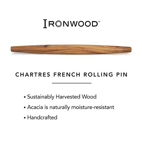 Ironwood Gourmet Acacia Wood French Rolling Pin, 20-inches, Brown