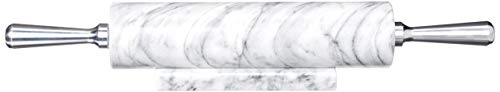 Fox Run Base with Aluminum Handles Marble Rolling Pin White, 2.5 x 17.5 x 3 inches