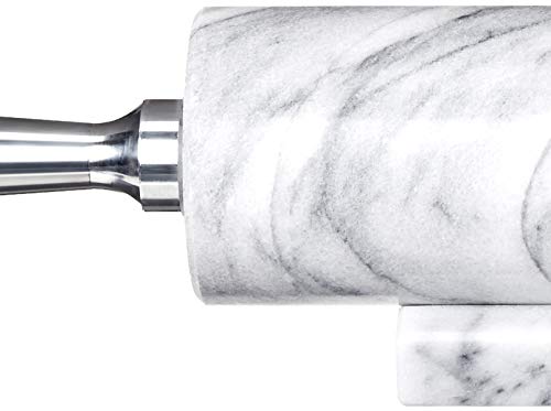 Fox Run Base with Aluminum Handles Marble Rolling Pin White, 2.5 x 17.5 x 3 inches