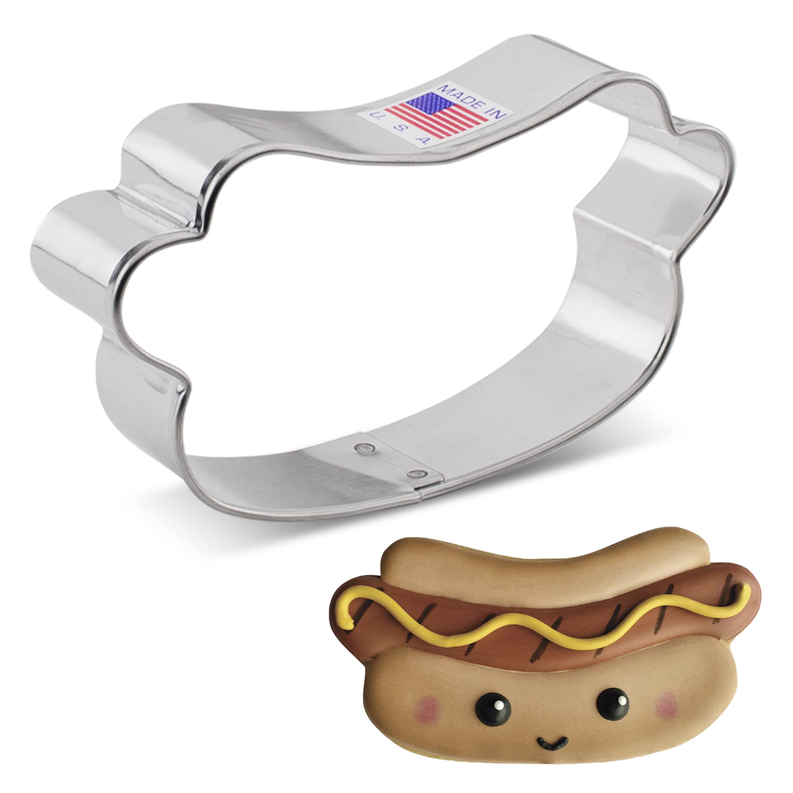 Hot Dog Cookie Cutter, 4" Made in USA by Ann Clark