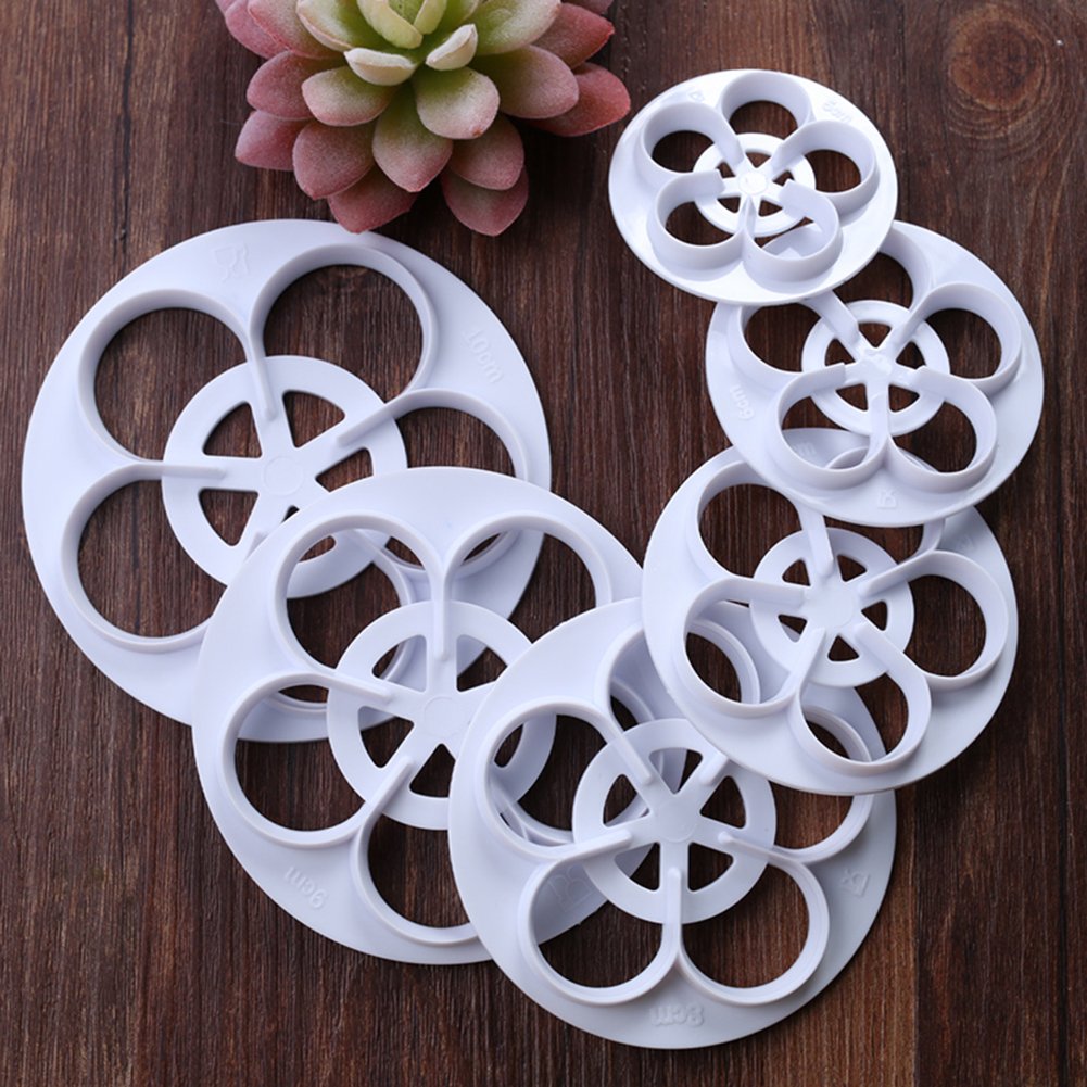 KALAIEN Rose Flower Cutters Set Gumpaste Flowers Modelling Tools for Cake Decorating Cookie Mold Sugarcraft Plunger Cutter Mold Set of 6