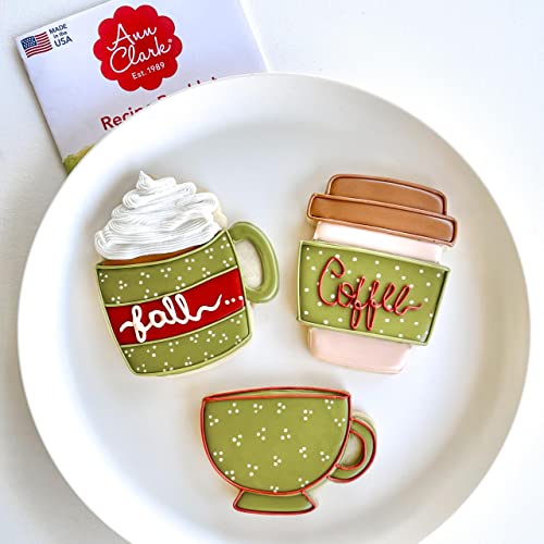 Coffee/Tea Cup Cookie Cutters 3-Pc Set Made in the USA by Ann Clark, Coffee Mug, Latte Cup, Teacup