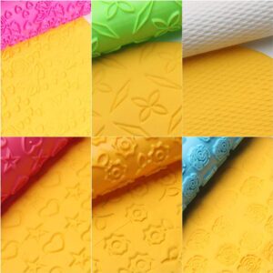 8pcs Colourful Cake Decorating Embossed Rolling Pins,Textured Non-Stick Designs and Patterned,Ideal for Fondant, Pie Crust,Cookie,Pastry,Icing,Clay,Dough