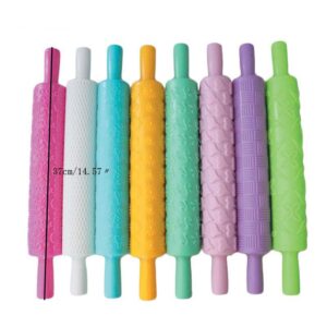 8pcs Colourful Cake Decorating Embossed Rolling Pins,Textured Non-Stick Designs and Patterned,Ideal for Fondant, Pie Crust,Cookie,Pastry,Icing,Clay,Dough