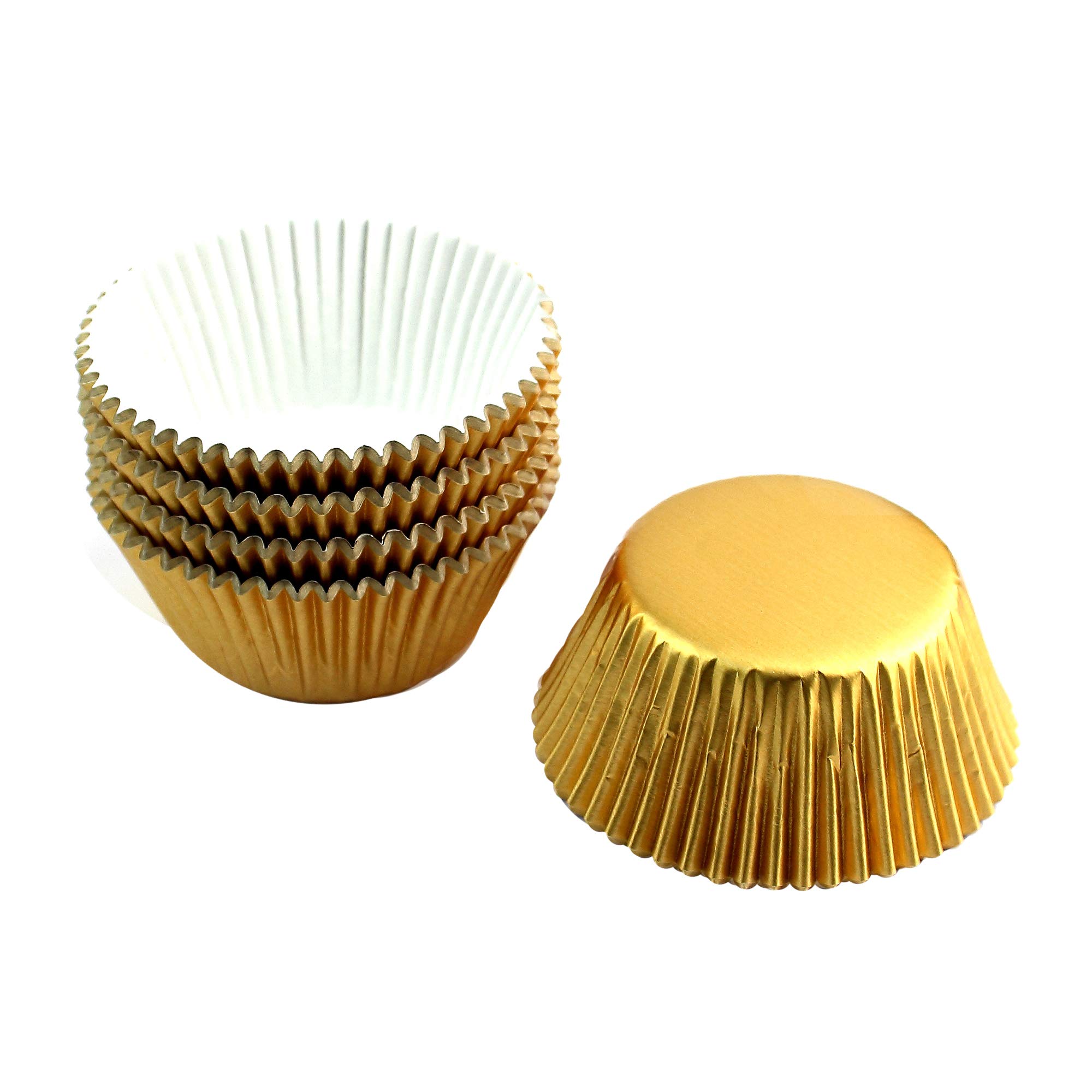 Foil Cupcake Liners, Baking Cups Standard Muffin Wrappers for Party, 100 Pack (Gold)