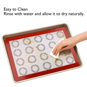 LotFancy Silicone Baking Mat, 2 Pack Non Stick Macaron Baking Liner for Cookies, Rolling Dough, Bread and Pastry, Reusable Baking Sheet,16.5"x11.5"