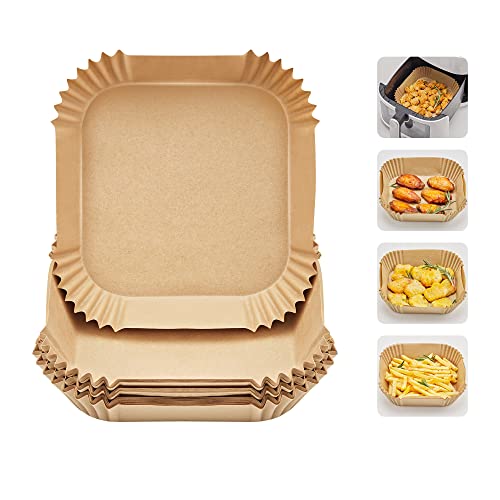 SMARTAKE Air Fryer Liners, 120 PCS Air Fryer Disposable Paper Liner, 6.1" Square Airfryer Basket Parchment Paper Liners, Non-Stick Oil-Proof for Frying Baking Roasting Oven, Fit 2-3 QT, Unbleached