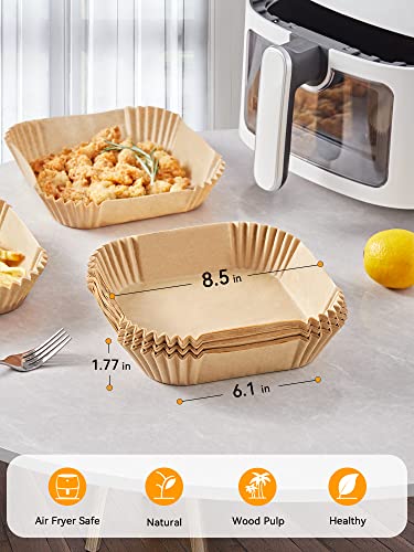 SMARTAKE Air Fryer Liners, 120 PCS Air Fryer Disposable Paper Liner, 6.1" Square Airfryer Basket Parchment Paper Liners, Non-Stick Oil-Proof for Frying Baking Roasting Oven, Fit 2-3 QT, Unbleached