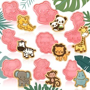 8 pieces animal cookie cutters with plunger stamps set 3d animals lion cookie cutters plastic cookie cutter animal cracker cookie cutters cookie stamps for kids baking supplies