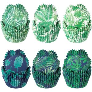 600 count tropical hawaiian themed cupcake liners palm leaf cupcake baking cups tiki luau parties muffin wrappers hawaiian paper wraps muffin case trays for hawaiian luau summer party decor