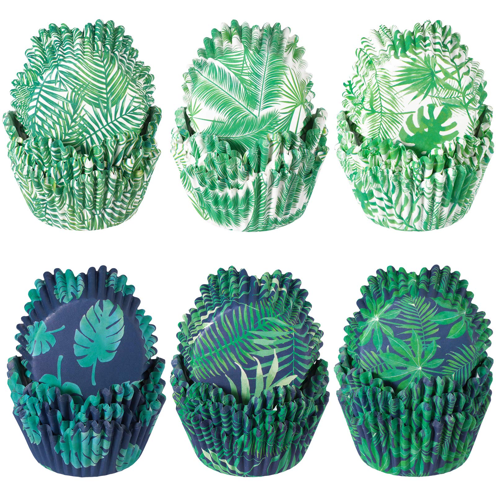 600 Count Tropical Hawaiian Themed Cupcake Liners Palm Leaf Cupcake Baking Cups Tiki Luau Parties Muffin Wrappers Hawaiian Paper Wraps Muffin Case Trays for Hawaiian Luau Summer Party Decor