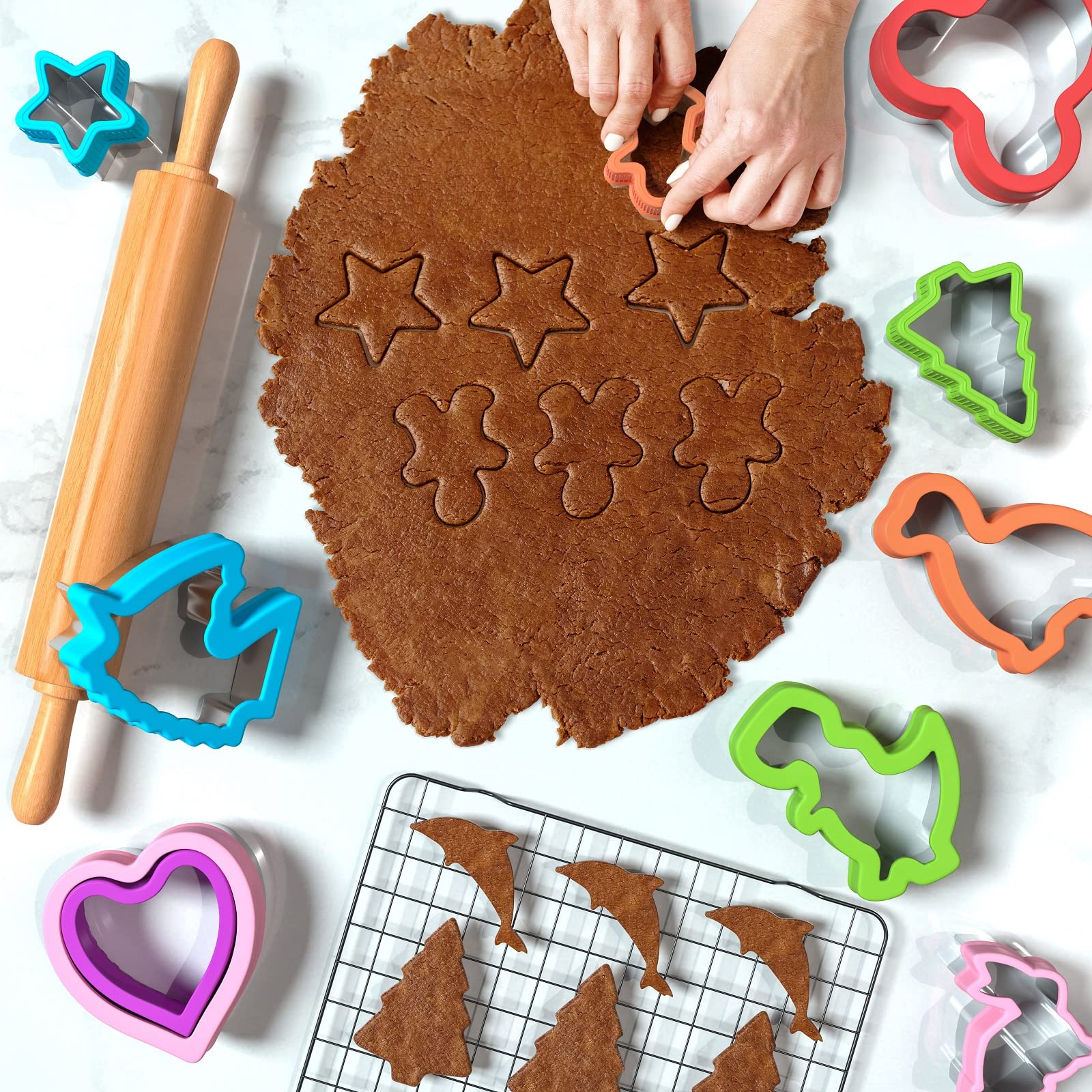 Sandwich Cutter and Sealer Set, Cookie Cutter set 53pcs, Mini Cookie Stamp Mold, Vegetable Fruit Cutter Molds, DIY and Food Decoration Tools