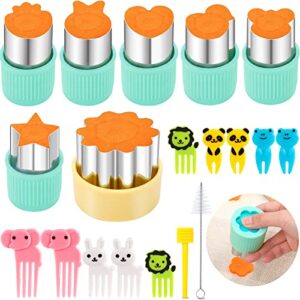 updated fruit cutter shapes vegetable cutters for kids 19 pcs hinzer mini cookie cutters set with food picks for kids school lunch bento box accessories diy kitchen baking pastry cookie stamps mold