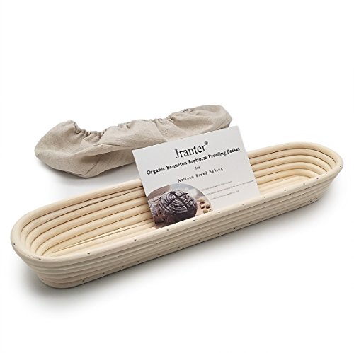 15 inches Baguette Banneton Bread Proofing Basket and Linen Liner Set 2 Pack