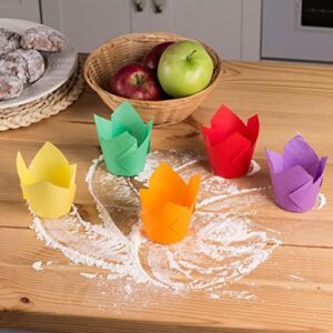 Baking Cups Tulip Cupcake Liners 150 pcs - Tulip Baking Paper Cups Multi-Color Tulip Paper Cupcake Muffin Liners