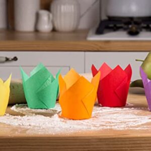 Baking Cups Tulip Cupcake Liners 150 pcs - Tulip Baking Paper Cups Multi-Color Tulip Paper Cupcake Muffin Liners