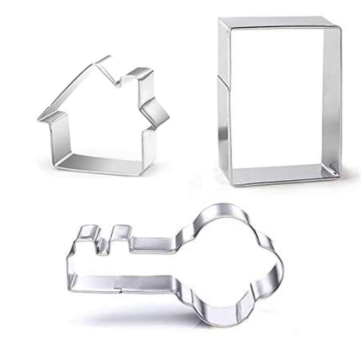 3 Pieces Cookie Cutter Set - Door Key Small House Stainless Steel