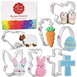 easter cookie cutters 7-pc set made in usa by ann clark, easter bunny, egg, holy cross, carrot, butterfly, lamb