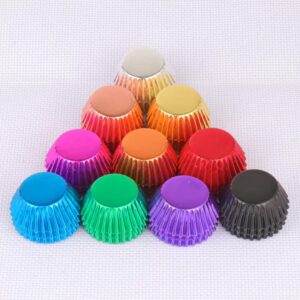 SUBANG 600 Pieces Foil Mini Cupcake Liner Baking Cups Muffin Tins Treat Cups Foil Metallic Cupcake Liners for Weddings,Birthdays,Baby Showers,10 Colors