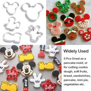 Cookie Cutter for Kids - Sandwich Cartoon of Mickey Mouse Cookie Cutter Shaped Biscuit Mould for DIY Cake Craft Bakeware Decoration Stainless Steel Cutter Set 5 pcs