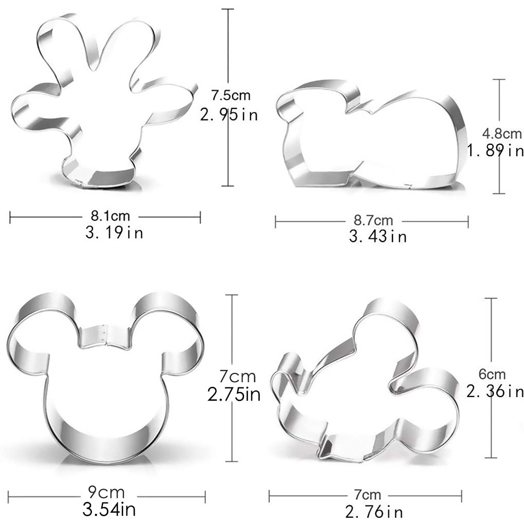 Cookie Cutter for Kids - Sandwich Cartoon of Mickey Mouse Cookie Cutter Shaped Biscuit Mould for DIY Cake Craft Bakeware Decoration Stainless Steel Cutter Set 5 pcs