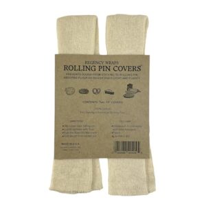 regency wraps rolling pin cover for non-stick dough rolling, 100% cotton absorbs excess four so pastries come out light and flakey, 15" pack of 2