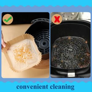 Air Fryer Disposable Paper, 100Pcs Parchment Paper Liners, Non-stick Cooking Paper, Oil Resistant, 6.3inch for 3-5Qt Air Fryer Baking Roasting Microwave (6.3IN-Square)