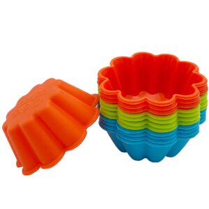 12 Pieces Silicone Big Muffin Molds Baking Cups Cupcake Moulds Flower Cup Cake Liners 3inch