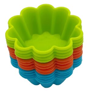 12 Pieces Silicone Big Muffin Molds Baking Cups Cupcake Moulds Flower Cup Cake Liners 3inch