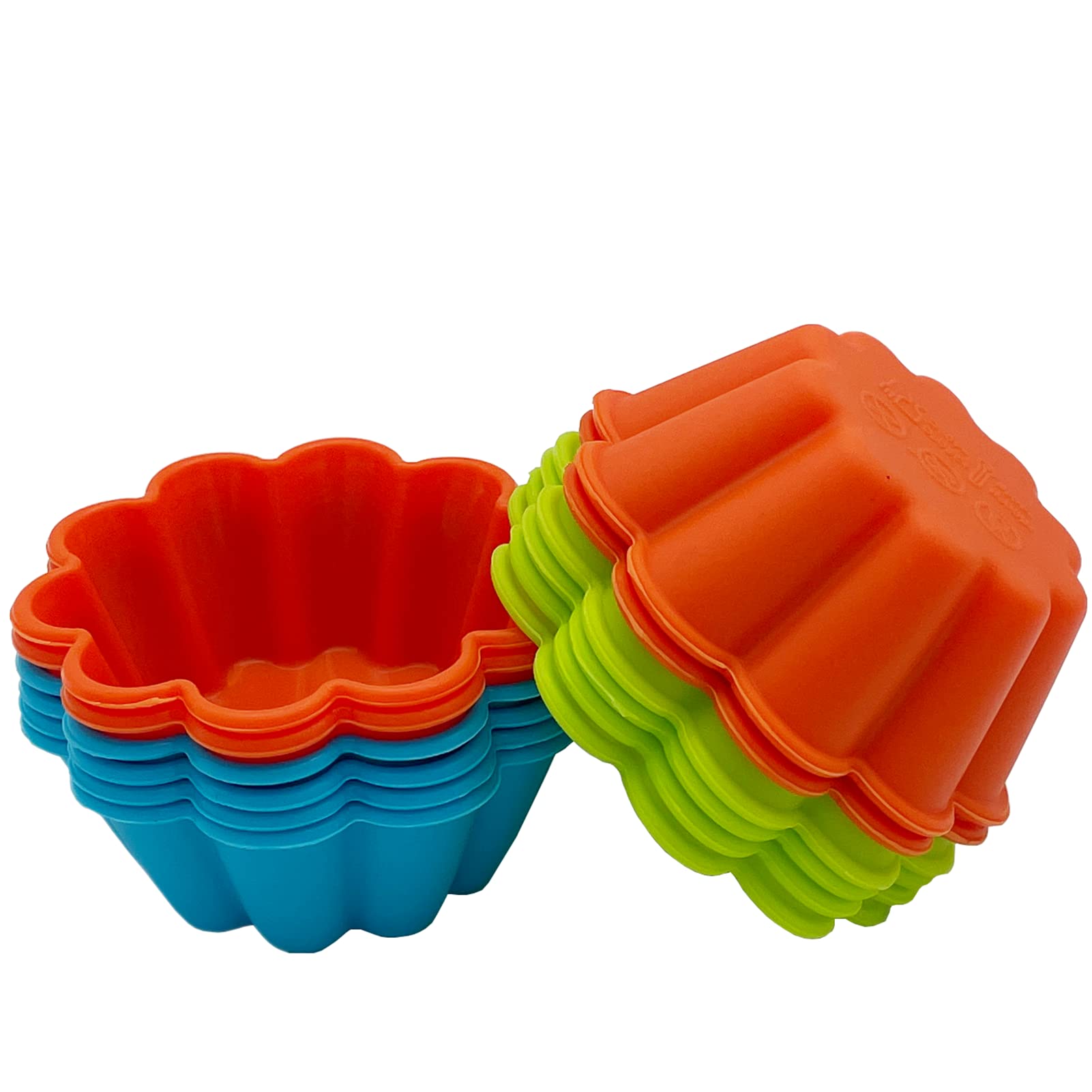 12 Pieces Silicone Big Muffin Molds Baking Cups Cupcake Moulds Flower Cup Cake Liners 3inch