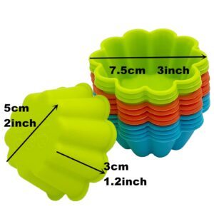 12 Pieces Silicone Big Muffin Molds Baking Cups Cupcake Moulds Flower Cup Cake Liners 3inch