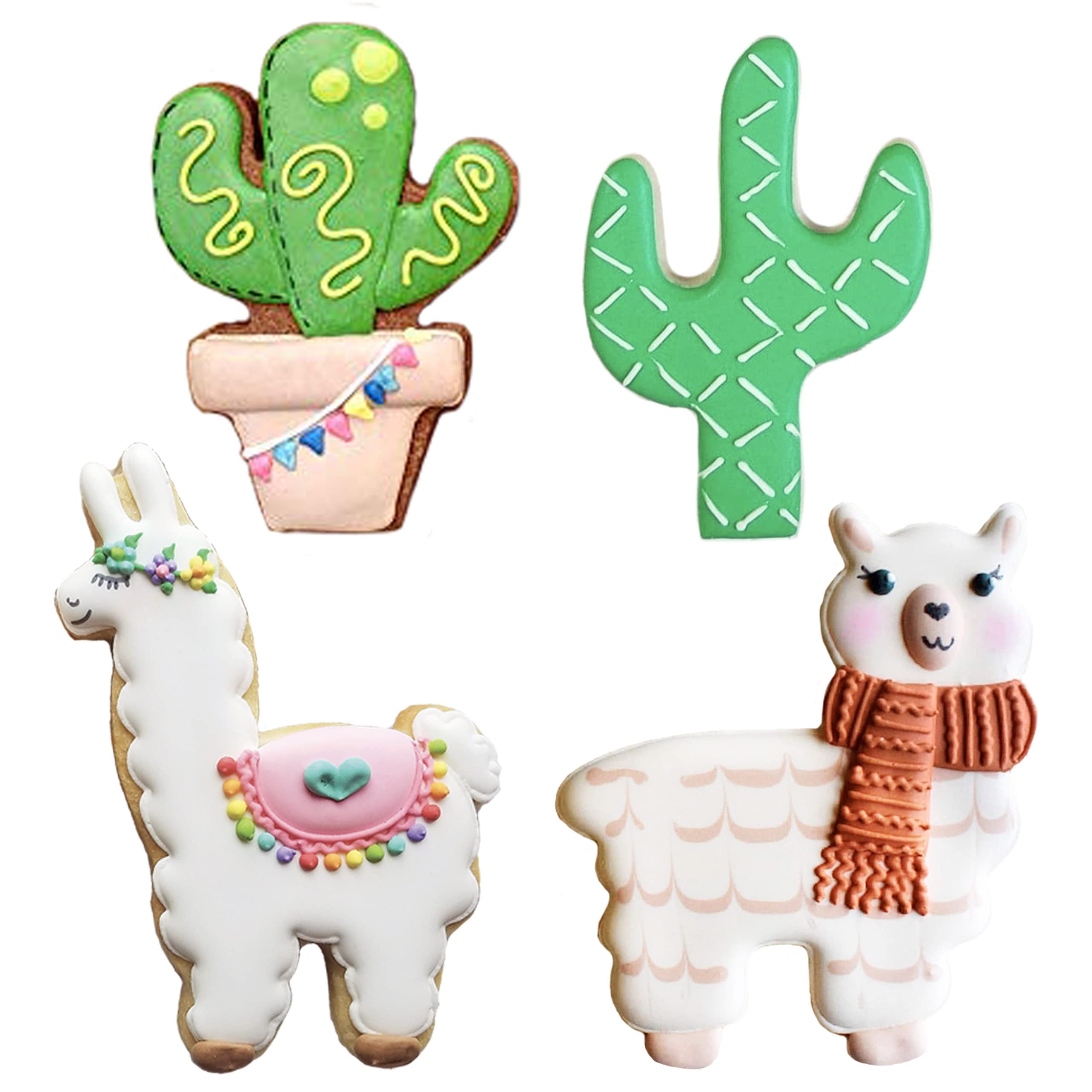 Llama and Cactus Cookie Cutters 4-Pc Set Made in USA by Ann Clark