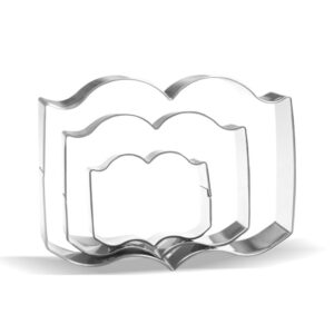 book cookie cutter set - 3 piece - stainless steel