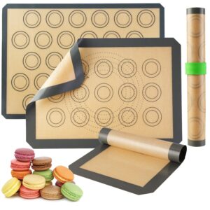 silicone baking mats-non stick cookie sheet macaron mat liner for bake pans & rolling,perfect bakeware for bread making pastry cake brioche pizza thick/bpa free set