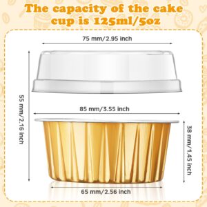 150 Pcs Aluminum Foil Baking Cups with Lids 5 oz Disposable Ramekins for Baking Aluminum Pans Dessert Baking Cups Holders Muffin Tin for Bakery Birthday Wedding Party, 6 Colors