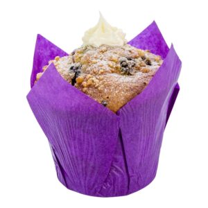 panificio premium 4 oz violet paper tulip baking cup: paper baking cups perfect for muffins, cupcakes or mini snacks - greaseproof - disposable and recyclable - 200ct box - restaurantware