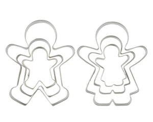 funny gingerbread man cookie cutters, boy and girl cookie cutter set molds, 6 piece