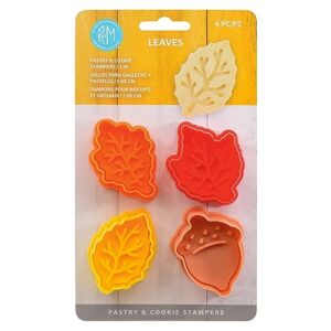 r&m international 0 leaves 2" pastry/cookie/fondant stampers, leaves and acorn, 4-piece set silver