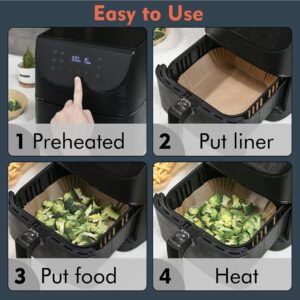 MT&L Air Fryer Disposable Square Paper Liner 6.3 in Fit 3-5 Qt, Non-Stick Waterproof Oil Grease Proof Parchment Liners Baking Paper for Air Fryer | Microwave | Grill