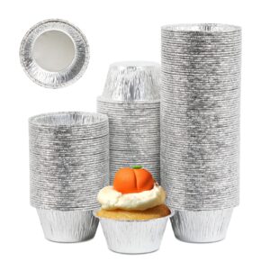 aluminum foil baking cups, disposable ramekin 2.4 oz silver foil cupcake liners, 200 pcs aluminum baking cups egg tart liners for baking, cupcake, pudding, muffin , creme brulee