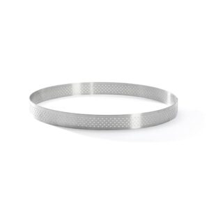 de Buyer Perforated Round Tart Ring - 8” Diameter, 0.8” Height - Perfect for Baking Beautifully Crisp Tarts - Easy to Use & Clean - Made in France