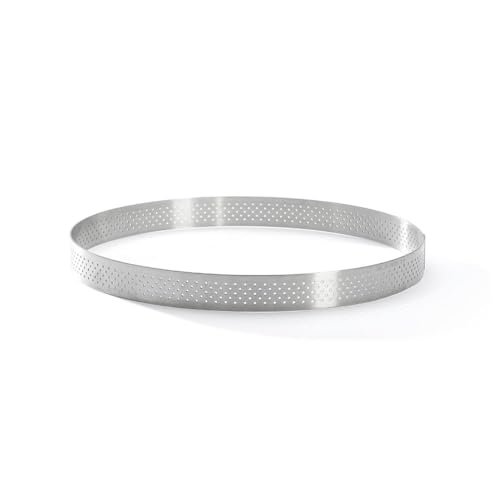 de Buyer Perforated Round Tart Ring - 8” Diameter, 0.8” Height - Perfect for Baking Beautifully Crisp Tarts - Easy to Use & Clean - Made in France