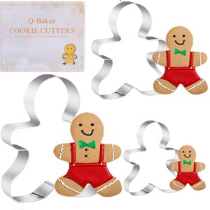 3PCS Gingerbread Man Cookie Cutters, 5.12" 4.34" 3.42" Large Christmas Cookie Cutters -Stainless Steel Holiday Cookie Cutters Shapes for Baking Gift