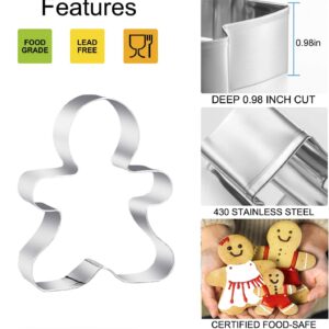 3PCS Gingerbread Man Cookie Cutters, 5.12" 4.34" 3.42" Large Christmas Cookie Cutters -Stainless Steel Holiday Cookie Cutters Shapes for Baking Gift