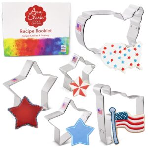 4th of july memorial day patriotic cookie cutters 5-pc. made in usa by ann clark, stars, flag, america map