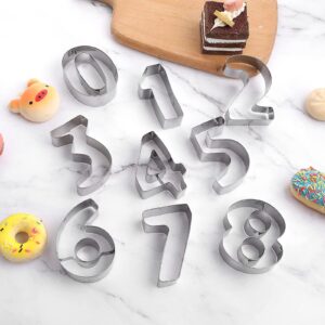 Prasacco 9 Pieces Number Cookie Cutters, 3 Inch Stainless Steel Number Shapes Cookie Cutters DIY Biscuits Sugar Fondant Cake Decorating Tools for Kitchen Baking Halloween Christmas Easter Party