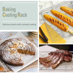 Herogo Cooling Rack Set of 2, Stainless Steel Large Baking Oven Rack, 16.5" x 11.5" Fit Half Sheet Pan, Bacon Cake Cookies Rack for Cooling Grilling Roasting, Rust Resistance